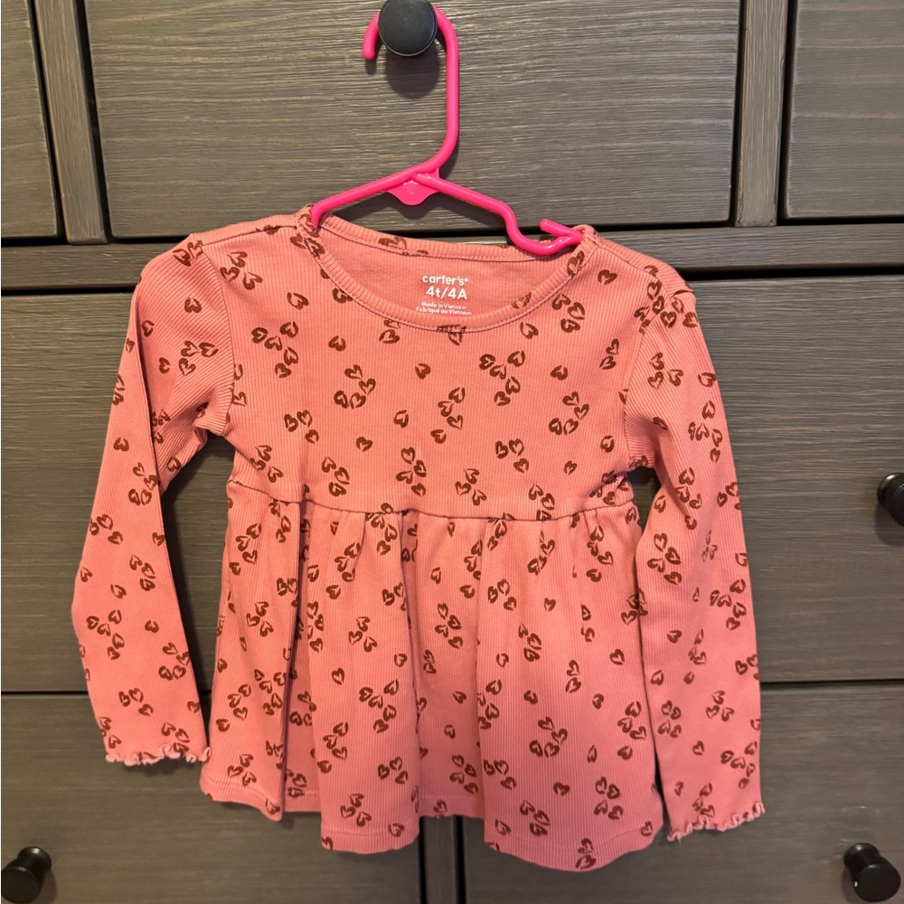 Carter's Heart Patterned Pink Long Sleeve Tee and matching bottoms sold as a set